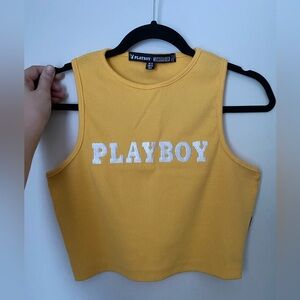 Playboy x misguided yellow tank top. Cropped size US 6 UK 10
